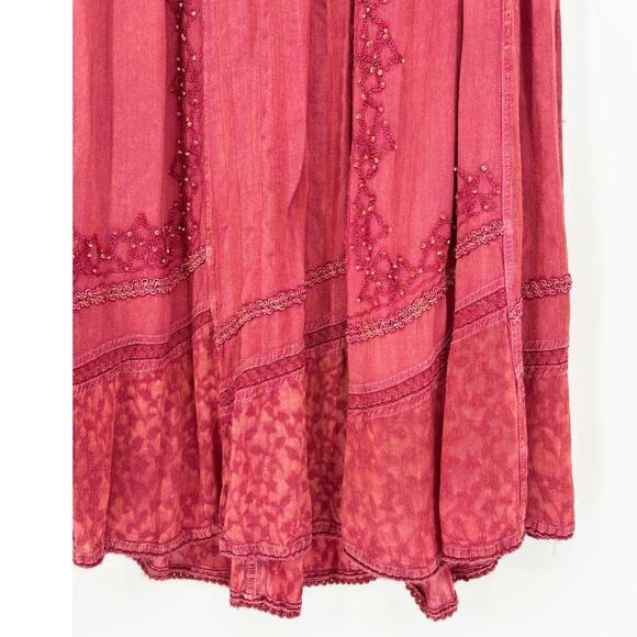 The Counter Vintage Rust Terracotta Boho Beaded Sequin Peasant Skirt Size XL - Picture 2 of 6
